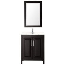 Load image into Gallery viewer, Wyndham Collection Vanity Wyndham Collection WCV252530SDEC2UNSM24 Daria 30 Inch Single Bathroom Vanity in Dark Espresso, Light-Vein Carrara Cultured Marble Countertop, Undermount Square Sink, 24 Inch Mirror