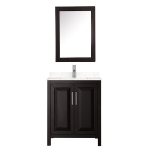 Wyndham Collection Vanity Wyndham Collection WCV252530SDEC2UNSMED Daria 30 Inch Single Bathroom Vanity in Dark Espresso, Light-Vein Carrara Cultured Marble Countertop, Undermount Square Sink, Medicine Cabinet