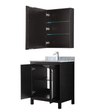 Load image into Gallery viewer, Wyndham Collection Vanity Wyndham Collection WCV252530SDECMUNSMED Daria 30 Inch Single Bathroom Vanity in Dark Espresso, White Carrara Marble Countertop, Undermount Square Sink, and Medicine Cabinet