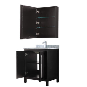 Wyndham Collection Vanity Wyndham Collection WCV252530SDECMUNSMED Daria 30 Inch Single Bathroom Vanity in Dark Espresso, White Carrara Marble Countertop, Undermount Square Sink, and Medicine Cabinet