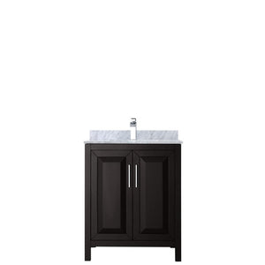 Wyndham Collection Vanity Wyndham Collection WCV252530SDECMUNSMXX Daria 30 Inch Single Bathroom Vanity in Dark Espresso, White Carrara Marble Countertop, Undermount Square Sink, and No Mirror