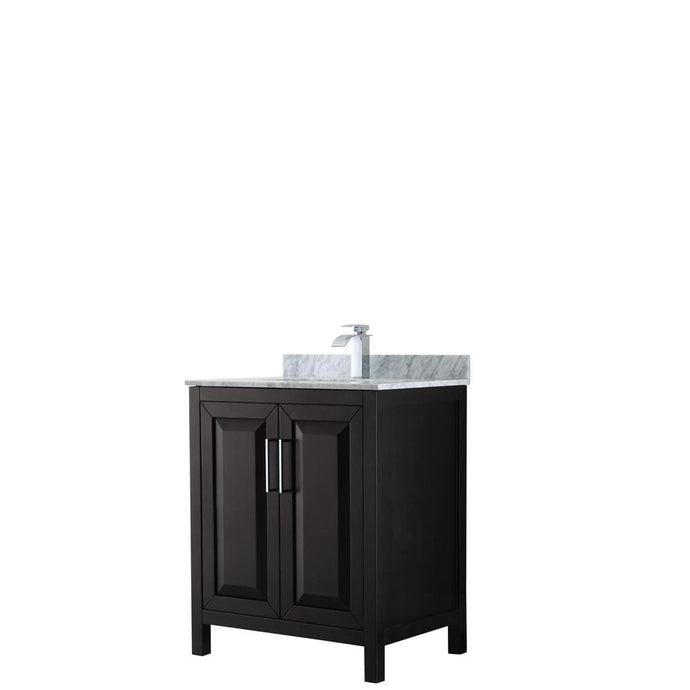 Wyndham Collection Vanity Wyndham Collection WCV252530SDECMUNSMXX Daria 30 Inch Single Bathroom Vanity in Dark Espresso, White Carrara Marble Countertop, Undermount Square Sink, and No Mirror