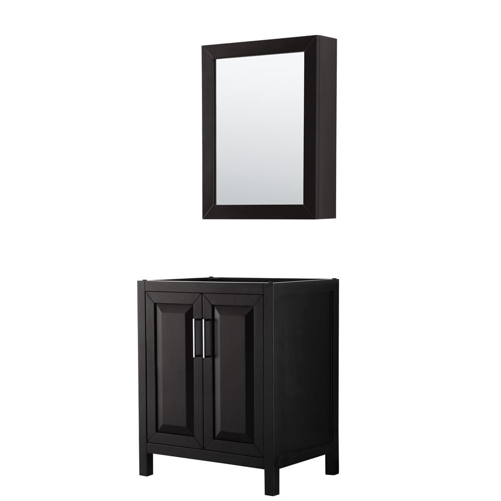 Wyndham Collection Vanity Wyndham Collection WCV252530SDECXSXXMED Daria 30 Inch Single Bathroom Vanity in Dark Espresso, No Countertop, No Sink, and Medicine Cabinet