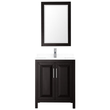 Load image into Gallery viewer, Wyndham Collection Vanity Wyndham Collection WCV252530SDEWCUNSM24 Daria 30 Inch Single Bathroom Vanity in Dark Espresso, White Cultured Marble Countertop, Undermount Square Sink, 24 Inch Mirror