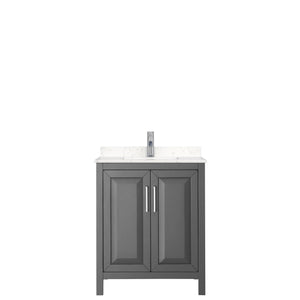 Wyndham Collection Vanity Wyndham Collection WCV252530SKGC2UNSMXX Daria 30 Inch Single Bathroom Vanity in Dark Gray, Light-Vein Carrara Cultured Marble Countertop, Undermount Square Sink, No Mirror