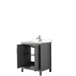 Wyndham Collection Vanity Wyndham Collection WCV252530SKGC2UNSMXX Daria 30 Inch Single Bathroom Vanity in Dark Gray, Light-Vein Carrara Cultured Marble Countertop, Undermount Square Sink, No Mirror