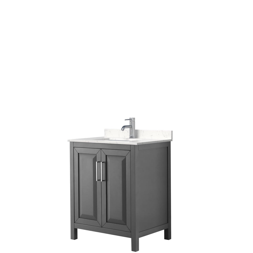 Wyndham Collection Vanity Wyndham Collection WCV252530SKGC2UNSMXX Daria 30 Inch Single Bathroom Vanity in Dark Gray, Light-Vein Carrara Cultured Marble Countertop, Undermount Square Sink, No Mirror