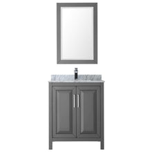 Load image into Gallery viewer, Wyndham Collection Vanity Wyndham Collection WCV252530SKGCMUNSM24 Daria 30 Inch Single Bathroom Vanity in Dark Gray, White Carrara Marble Countertop, Undermount Square Sink, and 24 Inch Mirror