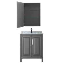 Load image into Gallery viewer, Wyndham Collection Vanity Wyndham Collection WCV252530SKGCMUNSMED Daria 30 Inch Single Bathroom Vanity in Dark Gray, White Carrara Marble Countertop, Undermount Square Sink, and Medicine Cabinet