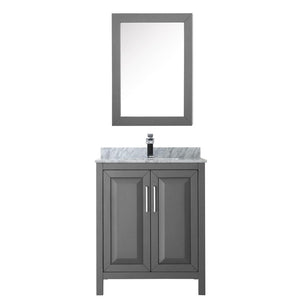 Wyndham Collection Vanity Wyndham Collection WCV252530SKGCMUNSMED Daria 30 Inch Single Bathroom Vanity in Dark Gray, White Carrara Marble Countertop, Undermount Square Sink, and Medicine Cabinet