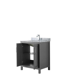 Wyndham Collection Vanity Wyndham Collection WCV252530SKGCMUNSMXX Daria 30 Inch Single Bathroom Vanity in Dark Gray, White Carrara Marble Countertop, Undermount Square Sink, and No Mirror