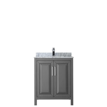 Load image into Gallery viewer, Wyndham Collection Vanity Wyndham Collection WCV252530SKGCMUNSMXX Daria 30 Inch Single Bathroom Vanity in Dark Gray, White Carrara Marble Countertop, Undermount Square Sink, and No Mirror