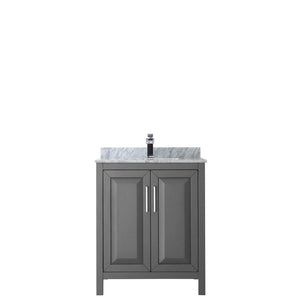Wyndham Collection Vanity Wyndham Collection WCV252530SKGCMUNSMXX Daria 30 Inch Single Bathroom Vanity in Dark Gray, White Carrara Marble Countertop, Undermount Square Sink, and No Mirror
