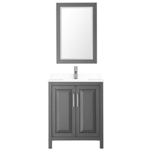 Load image into Gallery viewer, Wyndham Collection Vanity Wyndham Collection WCV252530SKGWCUNSM24 Daria 30 Inch Single Bathroom Vanity in Dark Gray, White Cultured Marble Countertop, Undermount Square Sink, 24 Inch Mirror