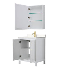 Load image into Gallery viewer, Wyndham Collection Vanity Wyndham Collection WCV252530SWGC2UNSMED Daria 30 Inch Single Bathroom Vanity in White, Light-Vein Carrara Cultured Marble Countertop, Undermount Square Sink, Medicine Cabinet, Brushed Gold Trim