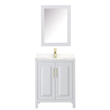 Load image into Gallery viewer, Wyndham Collection Vanity Wyndham Collection WCV252530SWGC2UNSMED Daria 30 Inch Single Bathroom Vanity in White, Light-Vein Carrara Cultured Marble Countertop, Undermount Square Sink, Medicine Cabinet, Brushed Gold Trim