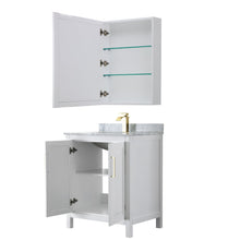 Load image into Gallery viewer, Wyndham Collection Vanity Wyndham Collection WCV252530SWGCMUNSMED Daria 30 Inch Single Bathroom Vanity in White, White Carrara Marble Countertop, Undermount Square Sink, Medicine Cabinet, Brushed Gold Trim