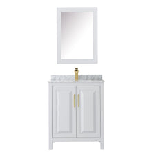 Load image into Gallery viewer, Wyndham Collection Vanity Wyndham Collection WCV252530SWGCMUNSMED Daria 30 Inch Single Bathroom Vanity in White, White Carrara Marble Countertop, Undermount Square Sink, Medicine Cabinet, Brushed Gold Trim