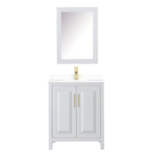Load image into Gallery viewer, Wyndham Collection Vanity Wyndham Collection WCV252530SWGWCUNSMED Daria 30 Inch Single Bathroom Vanity in White, White Cultured Marble Countertop, Undermount Square Sink, Medicine Cabinet, Brushed Gold Trim