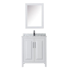 Load image into Gallery viewer, Wyndham Collection Vanity Wyndham Collection WCV252530SWHCMUNSMED Daria 30 Inch Single Bathroom Vanity in White, White Carrara Marble Countertop, Undermount Square Sink, and Medicine Cabinet