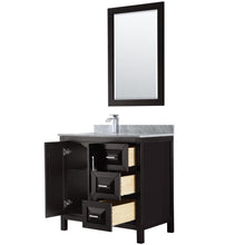 Load image into Gallery viewer, Wyndham Collection Vanity Wyndham Collection WCV252536SDECMUNSM24 Daria 36 Inch Single Bathroom Vanity in Dark Espresso, White Carrara Marble Countertop, Undermount Square Sink, and 24 Inch Mirror