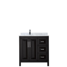 Load image into Gallery viewer, Wyndham Collection Vanity Wyndham Collection WCV252536SDECMUNSMXX Daria 36 Inch Single Bathroom Vanity in Dark Espresso, White Carrara Marble Countertop, Undermount Square Sink, and No Mirror