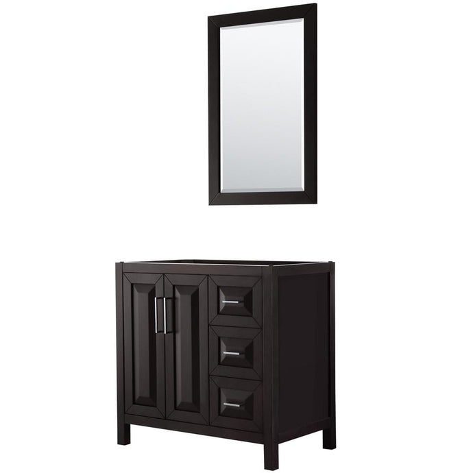 Wyndham Collection Vanity Wyndham Collection WCV252536SDECXSXXM24 Daria 36 Inch Single Bathroom Vanity in Dark Espresso, No Countertop, No Sink, and 24 Inch Mirror