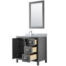 Load image into Gallery viewer, Wyndham Collection Vanity Wyndham Collection WCV252536SKGCMUNSM24 Daria 36 Inch Single Bathroom Vanity in Dark Gray, White Carrara Marble Countertop, Undermount Square Sink, and 24 Inch Mirror