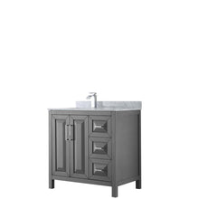 Load image into Gallery viewer, Wyndham Collection Vanity Wyndham Collection WCV252536SKGCMUNSMXX Daria 36 Inch Single Bathroom Vanity in Dark Gray, White Carrara Marble Countertop, Undermount Square Sink, and No Mirror