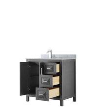 Load image into Gallery viewer, Wyndham Collection Vanity Wyndham Collection WCV252536SKGCMUNSMXX Daria 36 Inch Single Bathroom Vanity in Dark Gray, White Carrara Marble Countertop, Undermount Square Sink, and No Mirror