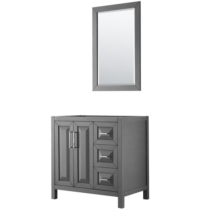 Wyndham Collection Vanity Wyndham Collection WCV252536SKGCXSXXM24 Daria 36 Inch Single Bathroom Vanity in Dark Gray, No Countertop, No Sink, and 24 Inch Mirror
