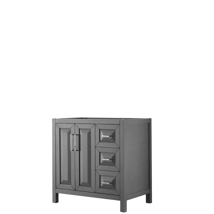Wyndham Collection Vanity Wyndham Collection WCV252536SKGCXSXXMXX Daria 36 Inch Single Bathroom Vanity in Dark Gray, No Countertop, No Sink, and No Mirror