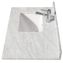 Load image into Gallery viewer, Wyndham Collection Vanity Wyndham Collection WCV252536SWGCMUNSM24 Daria 36 Inch Single Bathroom Vanity in White, White Carrara Marble Countertop, Undermount Square Sink, 24 Inch Mirror, Brushed Gold Trim