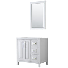 Load image into Gallery viewer, Wyndham Collection Vanity Wyndham Collection WCV252536SWGCXSXXM24 Daria 36 Inch Single Bathroom Vanity in White, No Countertop, No Sink, 24 Inch Mirror, Brushed Gold Trim