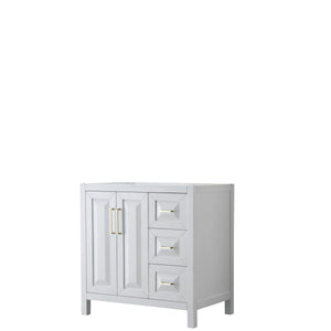 Wyndham Collection Vanity Wyndham Collection WCV252536SWGCXSXXMXX Daria 36 Inch Single Bathroom Vanity in White, No Countertop, No Sink, Brushed Gold Trim