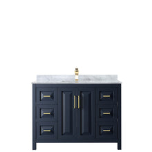 Load image into Gallery viewer, Wyndham Collection Vanity Wyndham Collection WCV252548SBLCMUNSMXX Daria 48 Inch Single Bathroom Vanity in Dark Blue, White Carrara Marble Countertop, Undermount Square Sink, No Mirror