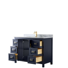 Load image into Gallery viewer, Wyndham Collection Vanity Wyndham Collection WCV252548SBLCMUNSMXX Daria 48 Inch Single Bathroom Vanity in Dark Blue, White Carrara Marble Countertop, Undermount Square Sink, No Mirror