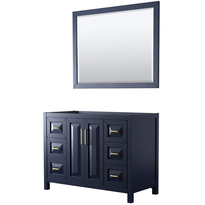 Wyndham Collection Vanity Wyndham Collection WCV252548SBLCXSXXM46 Daria 48 Inch Single Bathroom Vanity in Dark Blue, No Countertop, No Sink, 46 Inch Mirror