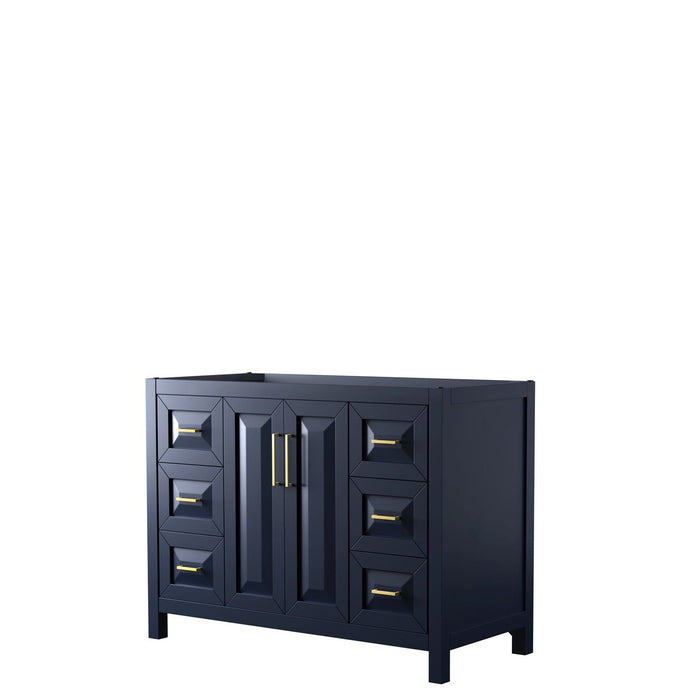 Wyndham Collection Vanity Wyndham Collection WCV252548SBLCXSXXMXX Daria 48 Inch Single Bathroom Vanity in Dark Blue, No Countertop, No Sink, No Mirror