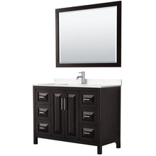 Load image into Gallery viewer, Wyndham Collection Vanity Wyndham Collection WCV252548SDEC2UNSM46 Daria 48 Inch Single Bathroom Vanity in Dark Espresso, Light-Vein Carrara Cultured Marble Countertop, Undermount Square Sink, 46 Inch Mirror