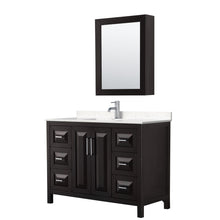 Load image into Gallery viewer, Wyndham Collection Vanity Wyndham Collection WCV252548SDEC2UNSMED Daria 48 Inch Single Bathroom Vanity in Dark Espresso, Light-Vein Carrara Cultured Marble Countertop, Undermount Square Sink, Medicine Cabinet