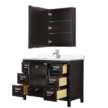 Load image into Gallery viewer, Wyndham Collection Vanity Wyndham Collection WCV252548SDEC2UNSMED Daria 48 Inch Single Bathroom Vanity in Dark Espresso, Light-Vein Carrara Cultured Marble Countertop, Undermount Square Sink, Medicine Cabinet