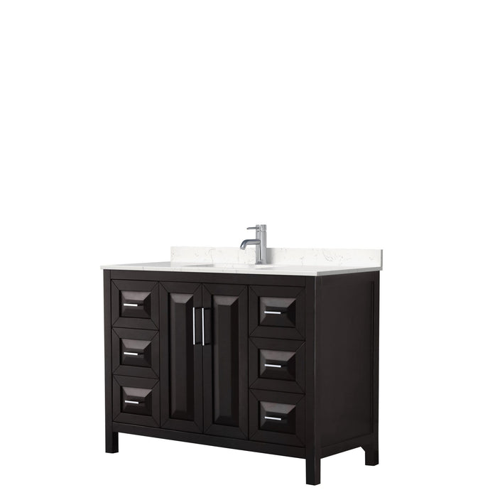 Wyndham Collection Vanity Wyndham Collection WCV252548SDEC2UNSMXX Daria 48 Inch Single Bathroom Vanity in Dark Espresso, Light-Vein Carrara Cultured Marble Countertop, Undermount Square Sink, No Mirror