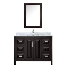 Load image into Gallery viewer, Wyndham Collection Vanity Wyndham Collection WCV252548SDECMUNSMED Daria 48 Inch Single Bathroom Vanity in Dark Espresso, White Carrara Marble Countertop, Undermount Square Sink, and Medicine Cabinet