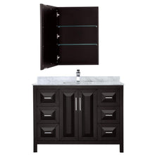Load image into Gallery viewer, Wyndham Collection Vanity Wyndham Collection WCV252548SDECMUNSMED Daria 48 Inch Single Bathroom Vanity in Dark Espresso, White Carrara Marble Countertop, Undermount Square Sink, and Medicine Cabinet