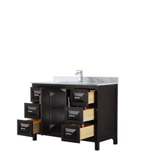 Load image into Gallery viewer, Wyndham Collection Vanity Wyndham Collection WCV252548SDECMUNSMXX Daria 48 Inch Single Bathroom Vanity in Dark Espresso, White Carrara Marble Countertop, Undermount Square Sink, and No Mirror