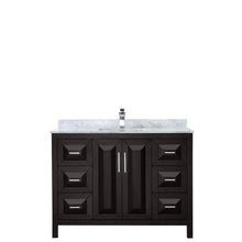 Load image into Gallery viewer, Wyndham Collection Vanity Wyndham Collection WCV252548SDECMUNSMXX Daria 48 Inch Single Bathroom Vanity in Dark Espresso, White Carrara Marble Countertop, Undermount Square Sink, and No Mirror