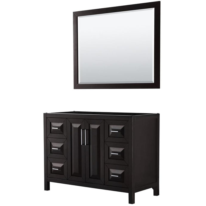 Wyndham Collection Vanity Wyndham Collection WCV252548SDECXSXXM46 Daria 48 Inch Single Bathroom Vanity in Dark Espresso, No Countertop, No Sink, and 46 Inch Mirror