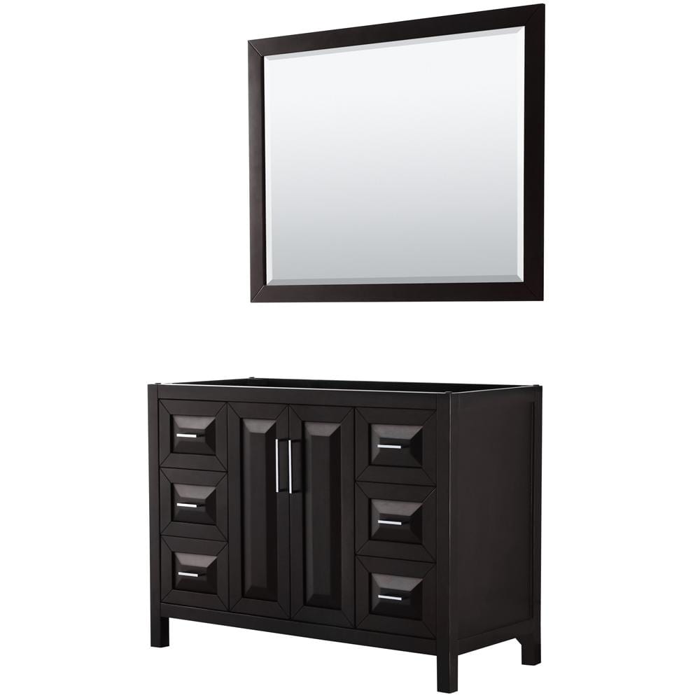 Wyndham Collection Vanity Wyndham Collection WCV252548SDECXSXXM46 Daria 48 Inch Single Bathroom Vanity in Dark Espresso, No Countertop, No Sink, and 46 Inch Mirror