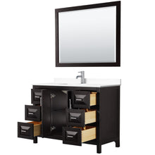 Load image into Gallery viewer, Wyndham Collection Vanity Wyndham Collection WCV252548SDEWCUNSM46 Daria 48 Inch Single Bathroom Vanity in Dark Espresso, White Cultured Marble Countertop, Undermount Square Sink, 46 Inch Mirror